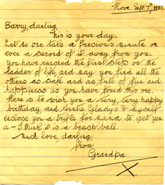 letter to grandson Barry